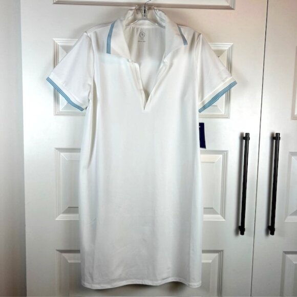 Addison Bay White Polo Dress with Striped Trim | Various Sizes Activewear Sport - Picture 2 of 7